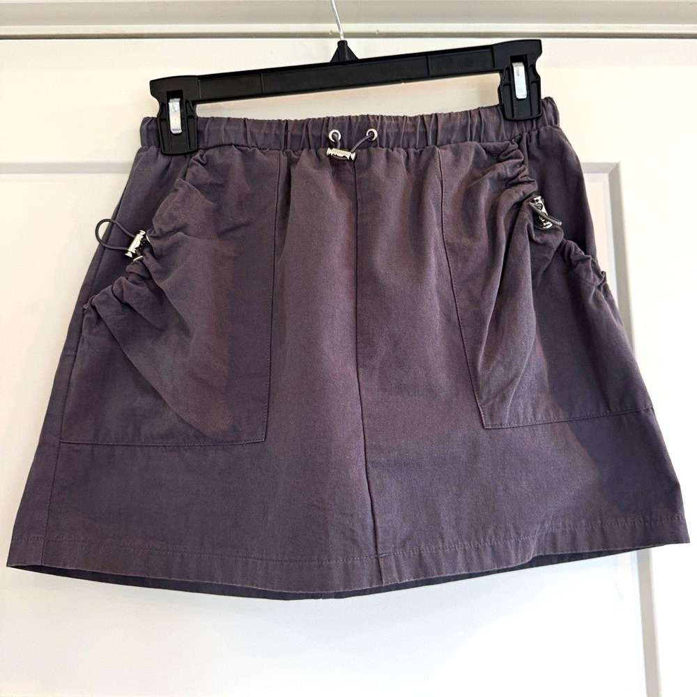 PacSun Gray Cotton Twill Mini Skirt Womens XS Elastic Waist Drawstring Pockets